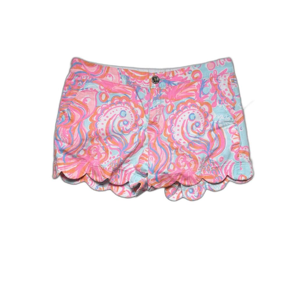 Lilly Pulitzer The Buttercup Scalloped Hem Paisley Shorts Preppy Resort Size 4